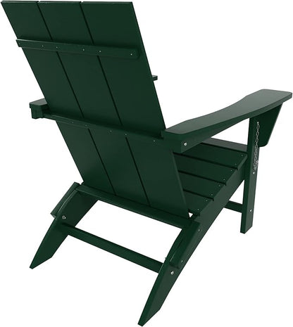 WO Home Furniture HDPE Adirondack Chair Folding Poly Lumber All Weather UV/Fade Resistant Heavy Duty for Patio, Backyard, Balcony, Garden, Lawn (Dark Green)…