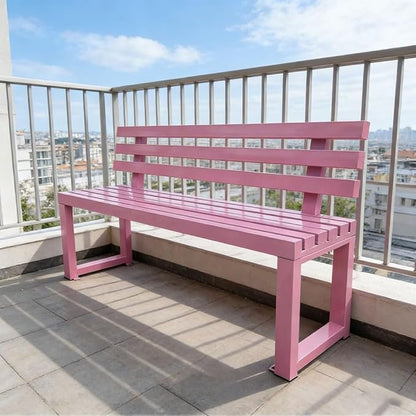 Metal Outdoor Bench with Simple Backrest, Modern Design Garden Bench, Multifunctional Front Porch Furniture, Benchs Seat for Garden, Patio，Park, Plant(Blue,120cm/47.2in)