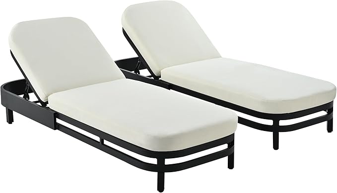 SOFTSEA Outdoor Chaise Lounge Chair Set of 2, Modern Aluminum Chaise Loungers with Premium Olefin Cushions - Photo 6