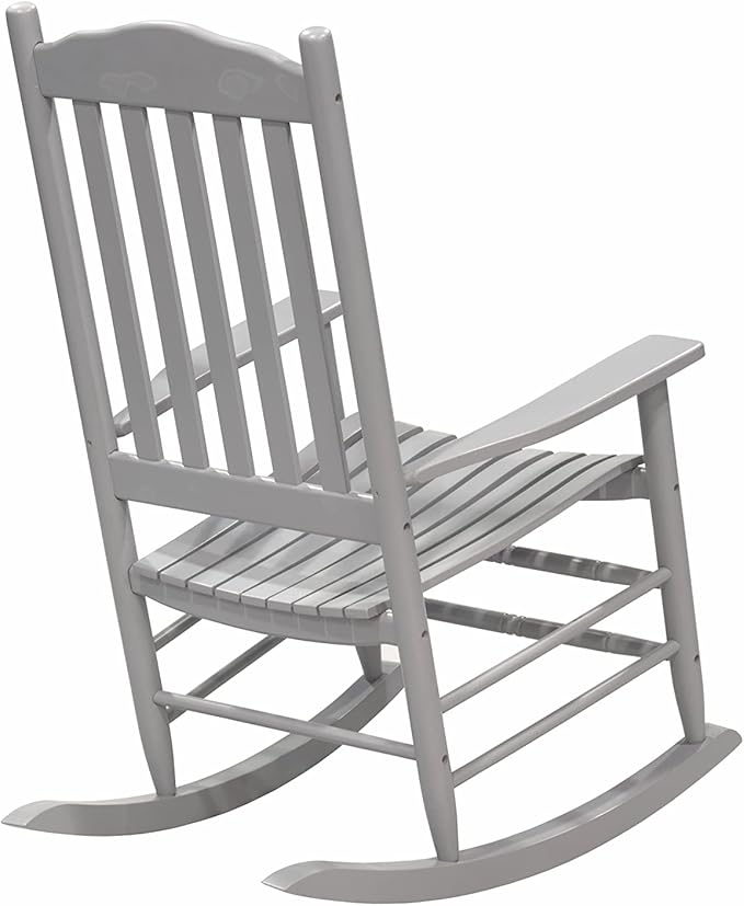 D&F Design Outdoor Rocking Rocker, Wood Rocking Chair with High Back and Curved Seat, UV Treated (Gray), Outoor and Indoor use