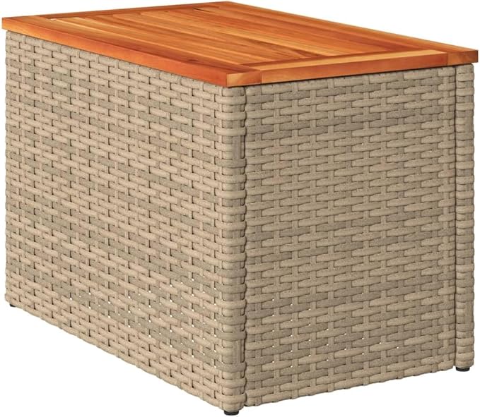 Set of 2 Outdoor Side Tables, Rectangular Patio End Table with Durable Synthetic Poly Rattan and Powder-Coated Steel - Photo 5