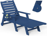 nalone HDPE Chaise Lounge Chair Outdoor with Wheels & Cup Holder, Pool Lounge Chairs with 5-Position Adjustable Backrest - Photo 1