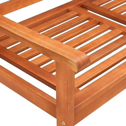 Brown Solid Eucalyptus Wood 59.1 Inch Ergonomic 3-Seater Garden Bench for Patio Balcony Outdoor Seating with Removable Cushion