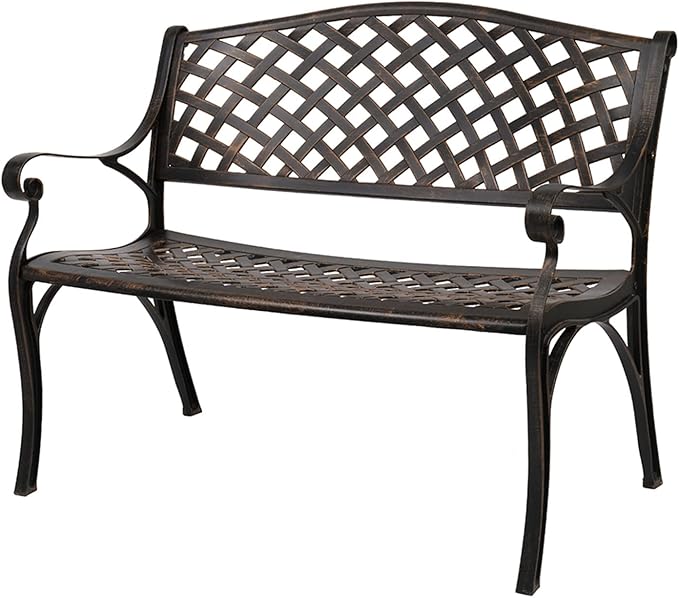 Savins gt1-ly 40.5 inch Outdoor cast Aluminum Bench with mesh backrest seat Surface, Suitable for Parks, School playgrounds, Colleges