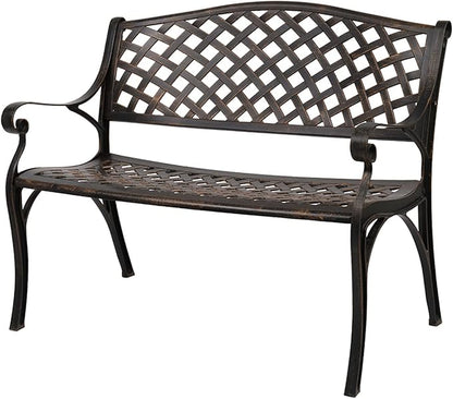 Savins gt1-ly 40.5 inch Outdoor cast Aluminum Bench with mesh backrest seat Surface, Suitable for Parks, School playgrounds, Colleges
