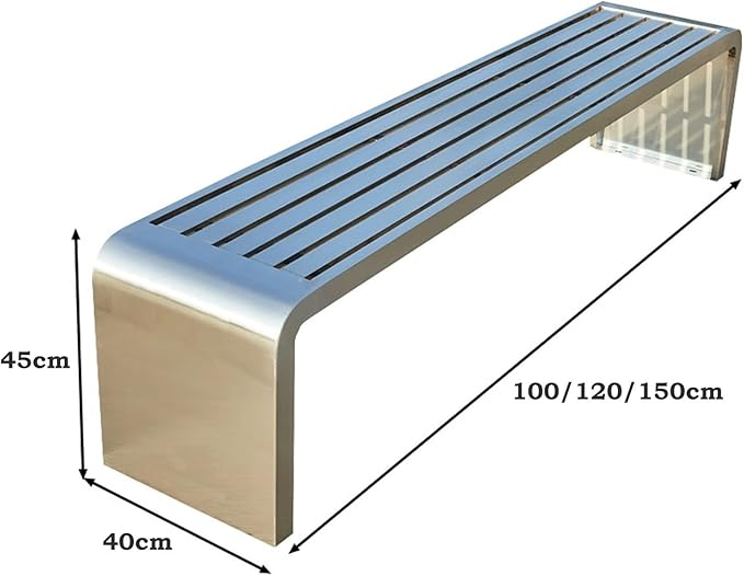 Metal Garden Bench for 2-3 People, Outside Park Bench, All Weather Modern Seating for Terraces, Courtyards, Patio, Porch, Lawn, Balcony