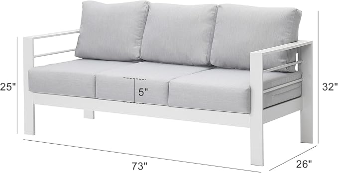 Wisteria Lane Patio Furniture Aluminum Sofa, All-Weather Outdoor 3 Seats Couch - Photo 3