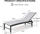 Crestlive Products Aluminum Adjustable Chaise Lounge Chair Outdoor Five-Position Recliner, Curved Design - Photo 2