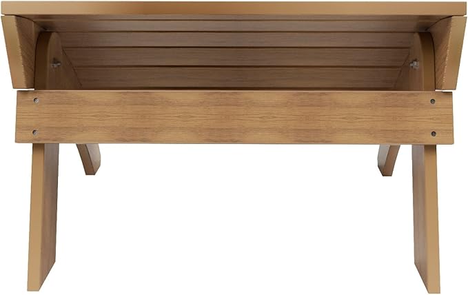 WestinTrends Tuscany Adirondack Ottoman, Real Wood Like Outdoor Ottoman for Patio, All Weather Poly Lumber Folding Ottoman Footrest for Adirondack Chair, Teak
