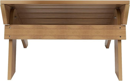 WestinTrends Tuscany Adirondack Ottoman, Real Wood Like Outdoor Ottoman for Patio, All Weather Poly Lumber Folding Ottoman Footrest for Adirondack Chair, Teak