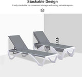 PURPLE LEAF Patio Chaise Lounge Chair Outside Aluminum Plastic Stackable Tanning Chairs for Pool Sunbathing Beach Deck - Photo 6