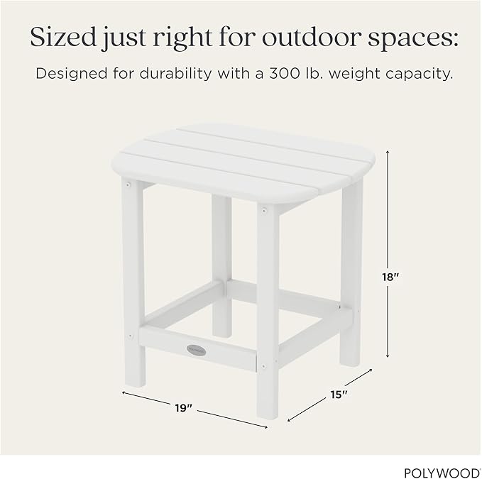 POLYWOOD SBT18WH South Beach 18" Outdoor Side Table, White - Photo 4