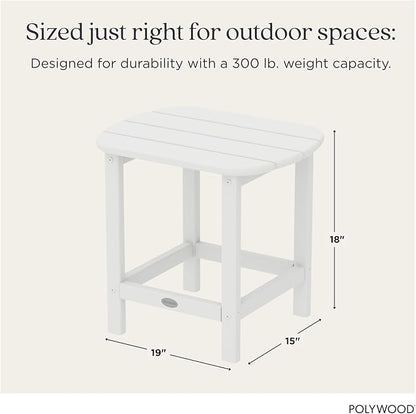 POLYWOOD SBT18WH South Beach 18" Outdoor Side Table, White