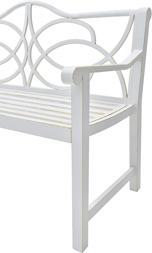50" Outdoor Porch Bench for 2-3 People Iron Metal Steel Frame Park Bench with Backrest and Armrest for Garden Patio Backyard Lawn Balcony