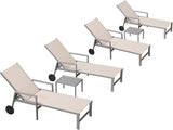 PURPLE LEAF Patio Chaise Lounge Set for 4 Outdoor Pool Lounge Chairs with Armrest and Adjustable Backrest Aluminum - Photo 1