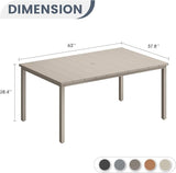 VICLLAX Outdoor Patio Dining Table for 6, 63" Rectangle Dining Table with Umbrella Hole for Porch, Backyard, Garden - Photo 3