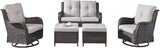 Rilyson Wicker Patio Furniture Set - 5 Piece Rattan Outdoor Sectional Conversation Sets with 2 Rocking Swivel Chairs - Photo 1