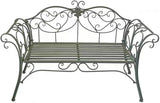 Outdoor Bench, Metal Garden Bench, Romance Two Seat Bench for Front Porch, Patio, Park and Yard(Green) - Photo 1
