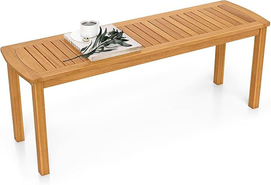 HAPPYGRILL Outdoor Acacia Wood Bench, Patio Dining Picnic Bench for Entryway Garden Poolside Balcony, 800 LBS Max Load (1)