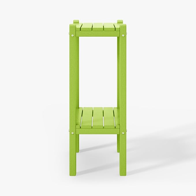 WestinTrends Malibu 36" Outdoor Adirondack HDPE 2-Tier Patio Side Table, Lime