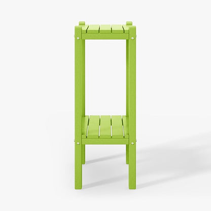 WestinTrends Malibu 36" Outdoor Adirondack HDPE 2-Tier Patio Side Table, Lime
