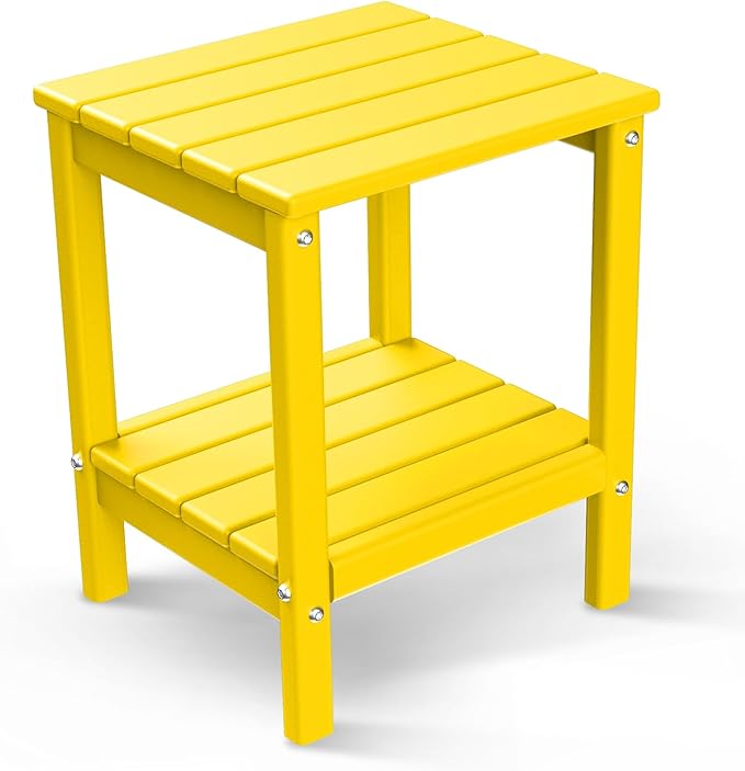 BRIOPAWS Outdoor-Side-Table | Small | HDPE Plastic | Patio End-Table | 2-Shelf Adirondack Outside Tables | All Weather - Photo 1