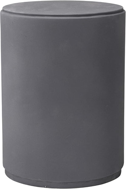 COSIEST 21" Outdoor Side Table, Weather-Resistant Round Concrete End Table for Patio,Durable Small Outside Tables Accent Stool for Garden, Porch, Deck, Balcony & Beach，Cement Gray