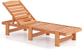 Tangkula Lounge Chair Outdoor, Solid Wood Patio Chaise Lounge with 5-Level Adjustable Backrest - Photo 1
