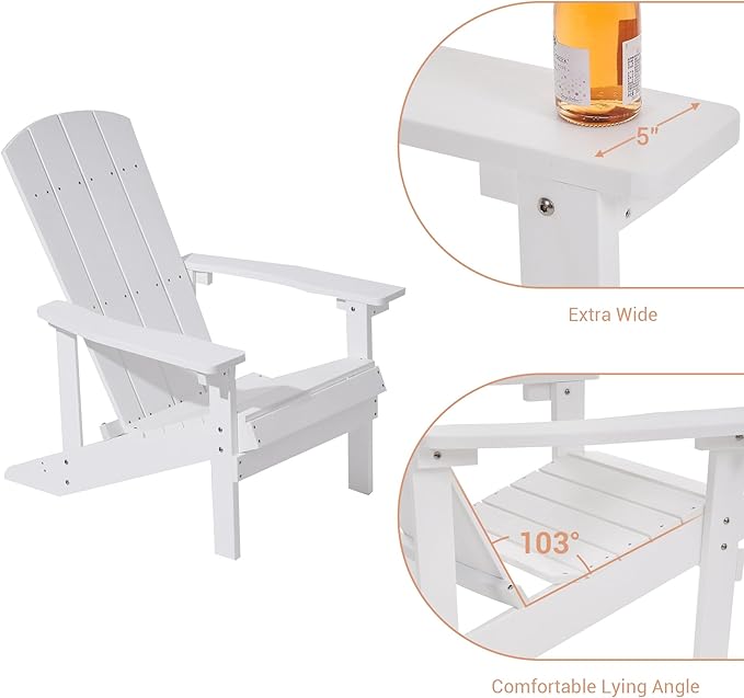Adirondack Chairs, Plastic Adirondack Chairs Set of 2, All-Weather Resistant, Widely Used in Outdoor, Fire Pit, Deck, Outside, Garden