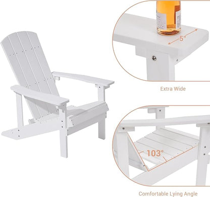 Adirondack Chairs, Plastic Adirondack Chairs Set of 4, All-Weather Resistant, Widely Used in Outdoor, Fire Pit, Deck, Outside, Garden