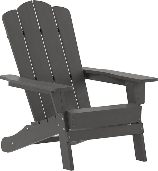 Flash Furniture Newport Adirondack Chairs with Cup Holders, Weather Resistant Poly Resin Adirondack Chairs, Set of 4 - Photo 1