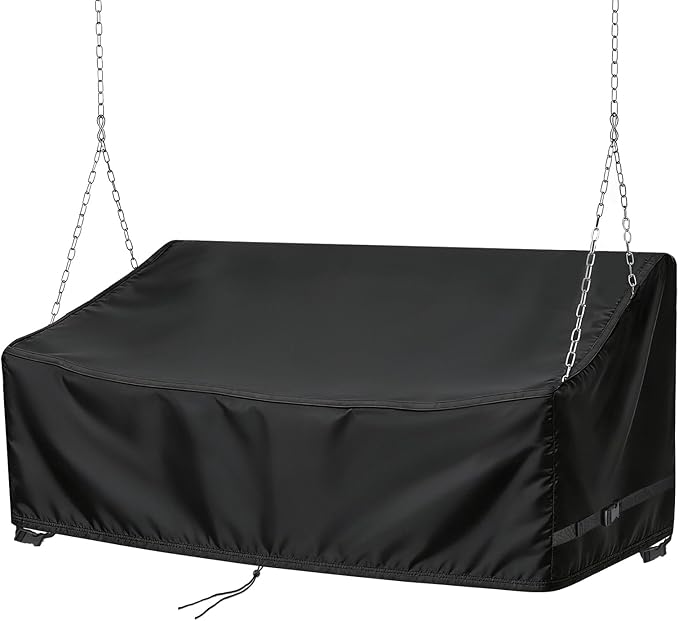 Porch Swing Cover, Waterproof Outdoor Hanging Swing Chair Cover for 2-Person Seating Bench, Patio Furniture Covers (63" L x 28" W x 18/25" H)