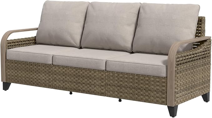 EAGLE PEAK Wicker Outdoor Patio Sofa Modern Rattan Patio Furniture Loveseat for Backyard Deck Porch Balcony - Photo 9