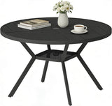 47" Outdoor Patio Table Dining Table, All Weather Metal Round Patio Table with Adjustable Umbrella Hole - Photo 1