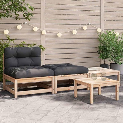 Modular Garden Armless Sofa with Adjustable Design and Removable Cushions for Outdoor Patio Seating in Rustic Pine Wood Finish