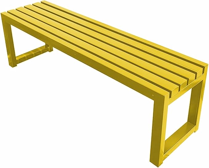 Outdoor Bench,3 Person Garden Bench,Backless Patio Benches,All-Weather Metal Furniture Seating,for Front Porch,Patio,Backyard,Lawn 39.1/47.2 in(Yellow,71 Inch)