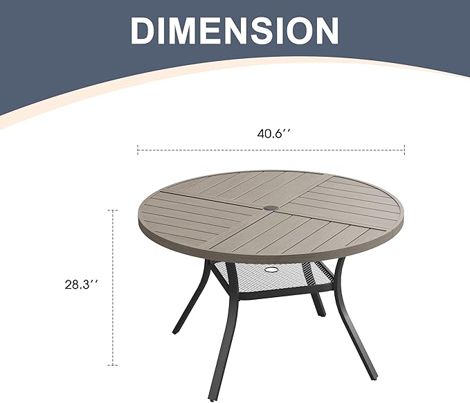 VICLLAX 40.6" Round Patio Dining Table for 4 - Photo 3
