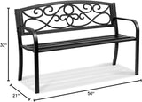 Outdoor Bench 50 in Metal Garden Bench 550 lbs Park Patio Yard Porch Bench - Photo 2