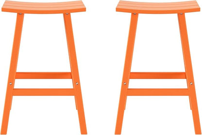 WestinTrends Malibu 2 Piece Set of 29 Height Outdoor/Patio Saddle bar stools, Orange