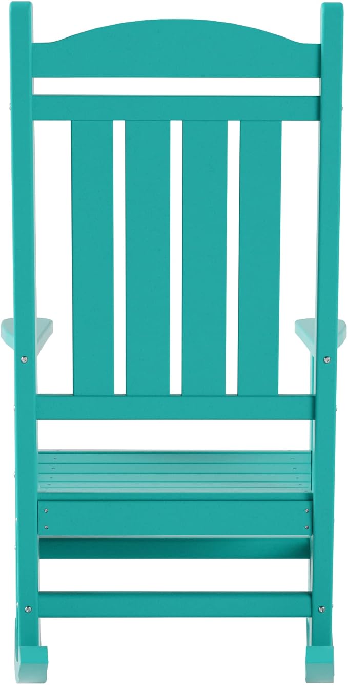 WO Home Furniture Patio Rocking Chair Farmhouse Outdoor HDPE UV Weather Resistant (Turquoise)