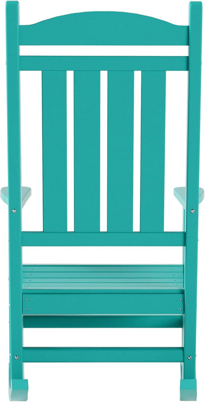 WO Home Furniture Patio Rocking Chair Farmhouse Outdoor HDPE UV Weather Resistant (Turquoise)