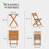 IDZO Heavy Duty 400lbs Capacity Patio Bistro Sets, 3 Piece Outdoor Folding Chairs with Cushions and Square Table - Photo 4