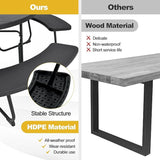 Round Picnic Table for Outdoors, 8 Person Outdoor Picnic Tables & Benches Set with Umbrella Hole - Photo 9