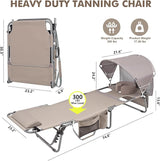 Tanning Chair with Sun Canopy Face Hole Softer Padded Adjustable Washable - Photo 2