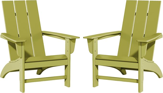 Poly Lumber Adirondack Chairs Set of 2, All-Weather Resistant Outdoor Patio Chairs, Look Like Wood