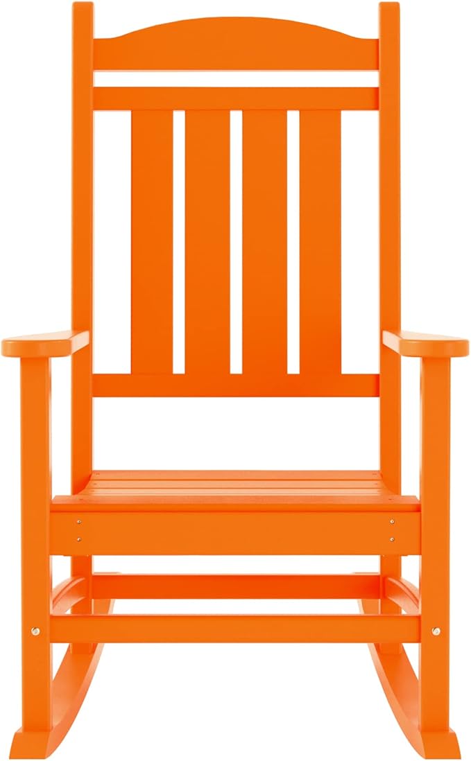 WestinTrends Malibu Malibu Outdoor Patio Porch Rocking Chair with Side Table Set, Orange