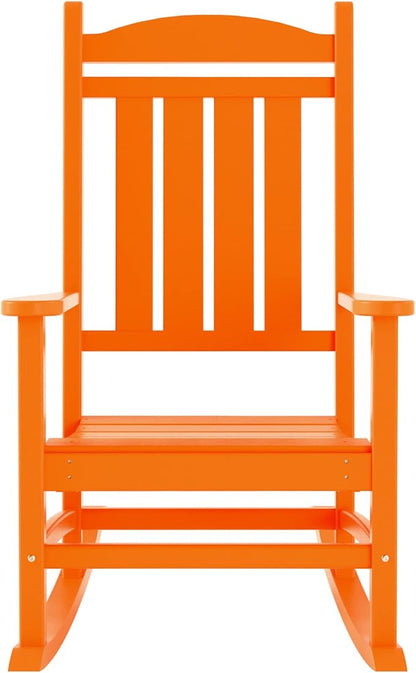 WO Home Furniture Patio Rocking Chair Farmhouse Outdoor HDPE UV Weather Resistant (Orange)
