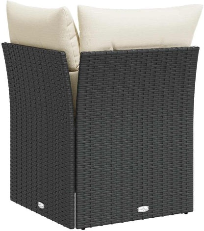 Modular Outdoor Garden Sofa with Removable Zippered Cover in Black and Cream White, Durable Powder-Coated Metal Frame for Patio Balcony