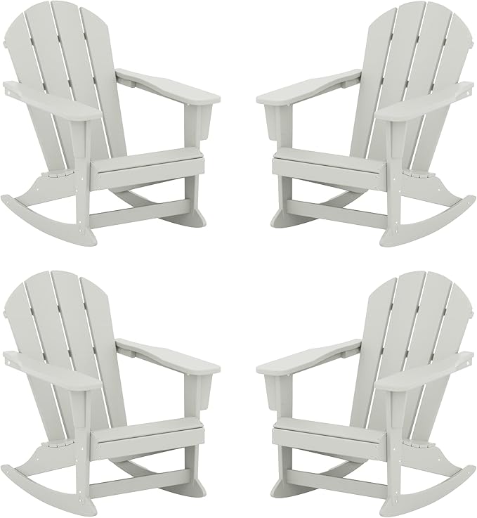 WestinTrends Malibu Outdoor Patio Porch Rocking Adirondack Chair (Set of 4), Sand