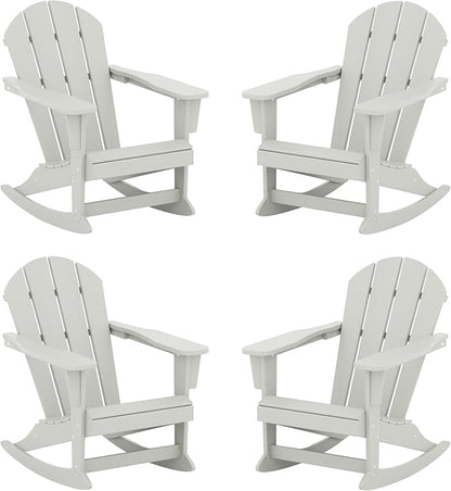 WestinTrends Malibu Outdoor Patio Porch Rocking Adirondack Chair (Set of 4), Sand